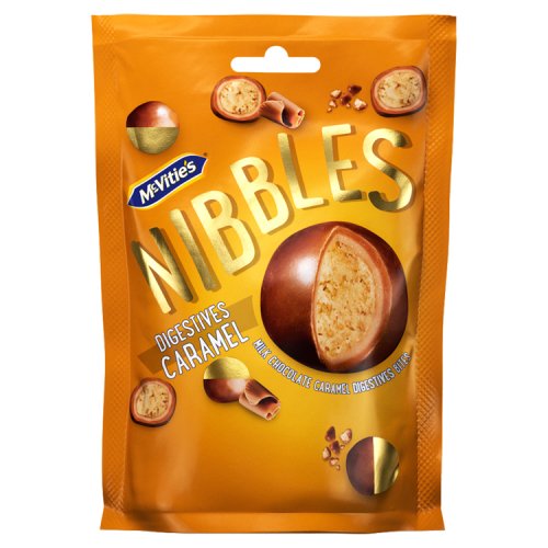 McVities Nibbles Milk Chocolate Caramel Digestives Biscuits Bag 120g