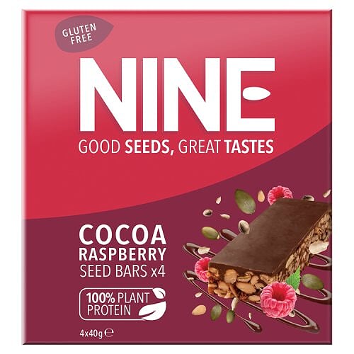 NINE Cocoa Raspberry Seed Bars