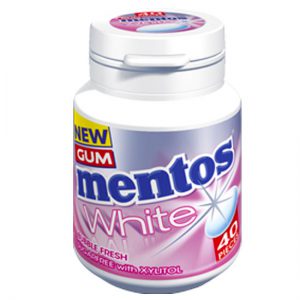Mentos White Gum Bubblefresh Bottle Sugar Free with Xylitol 40pc