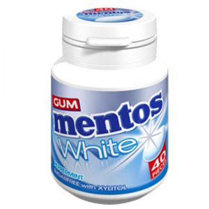 Mentos White Gum Peppermint Bottle Sugar Free with Xylitol 40pc
