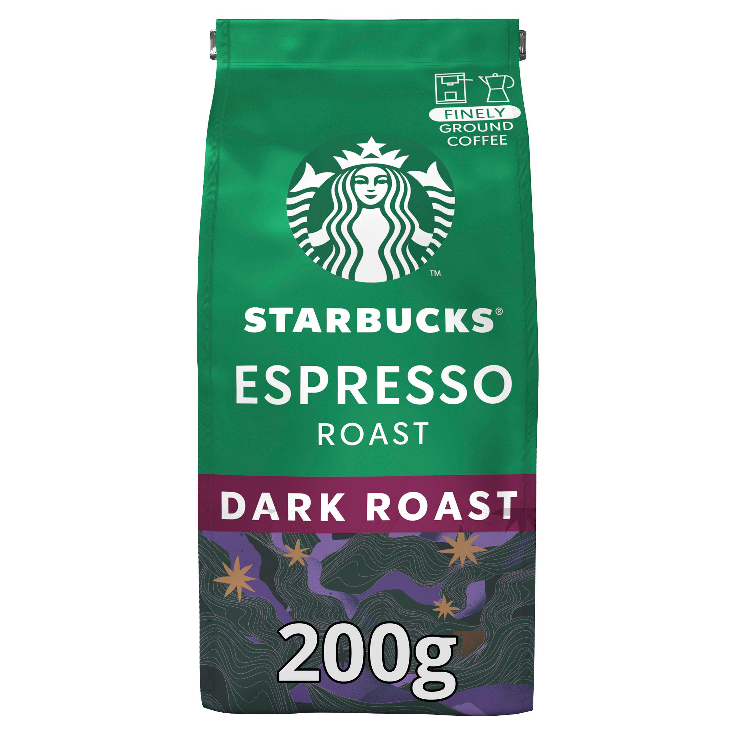 Starbucks Espresso Roast Dark Roast Finely Ground Coffee 200g E